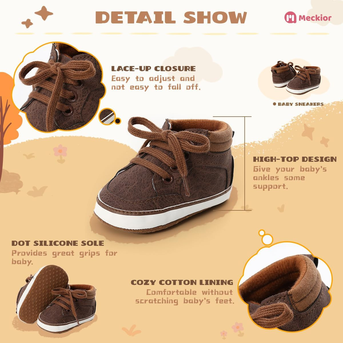 Baby Boys Girls Lace up Leather Sneakers Toddler Wedding Uniform Dress Shoes Soft Rubber Sole Infant Moccasins Newborn Anti-Slip Oxford Loafers First Walker Crib Shoes