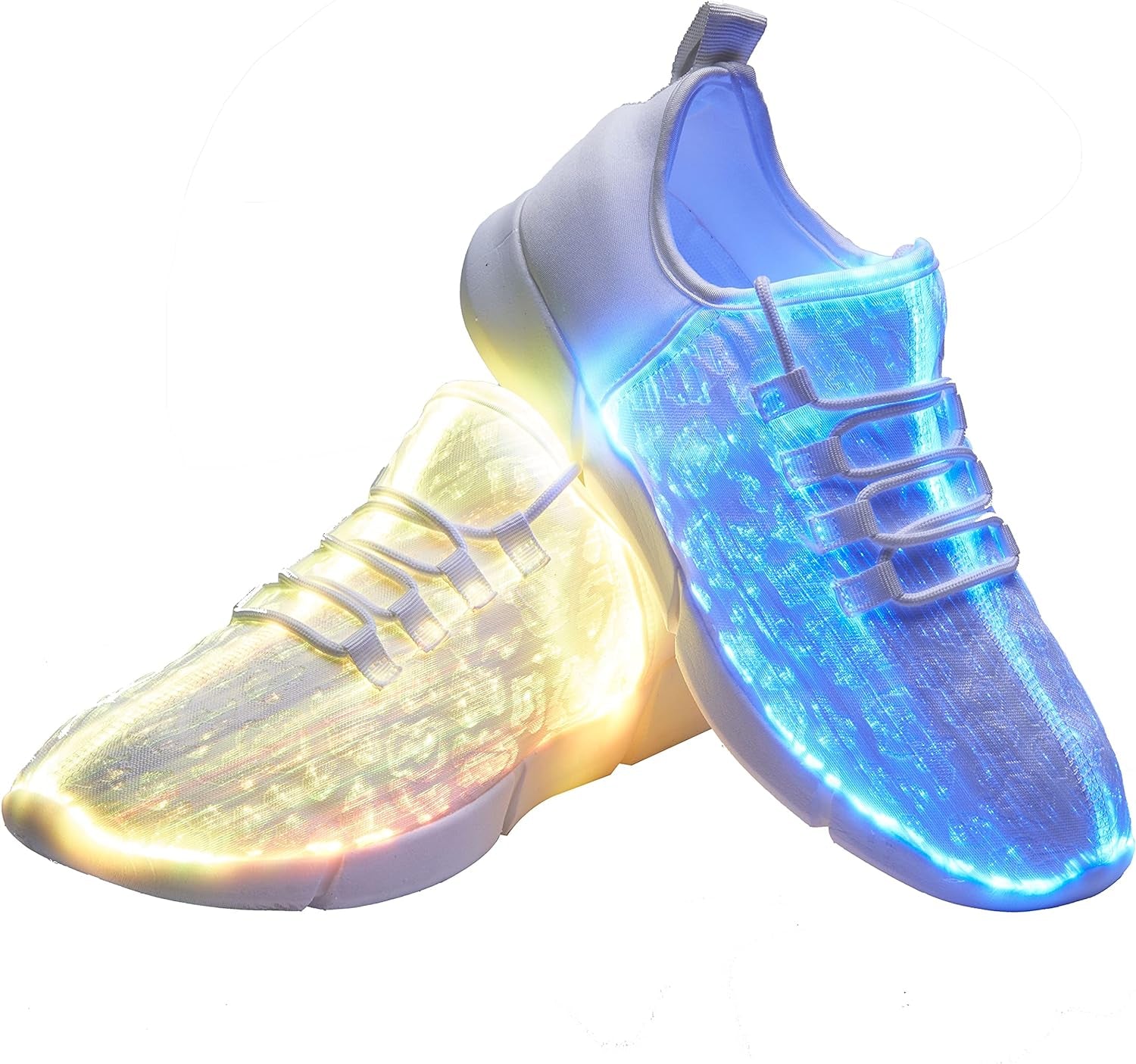 Fiber Optic Shoes Light up Sneakers for Women Men LED Luminous Trainers Flashing Shoes for Festivals,Halloween with USB Charging, White